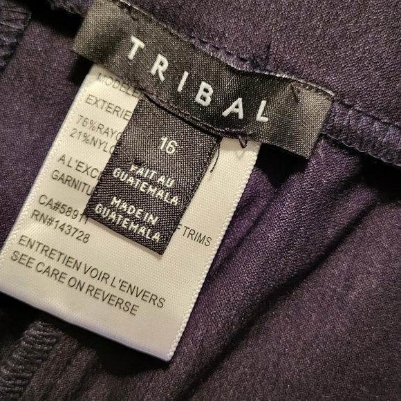 Tribal Navy Blue Bootleg Split Hem Pull On Dress Pants - Picture 10 of 10